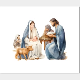 Watercolor Nativity Scene Posters and Art